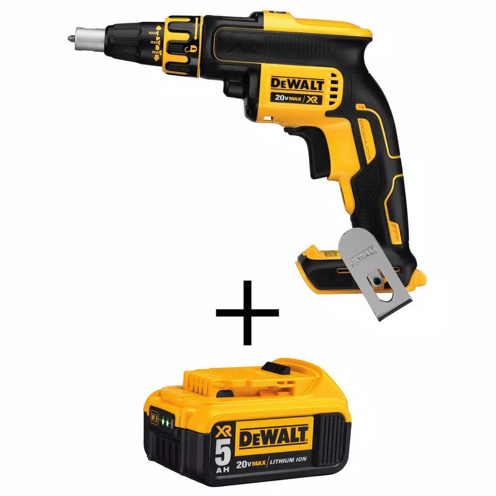 DEWALT 20-Volt MAX XR Cordless Brushless Drywall Screw Gun with (1) 20-Volt 5.0Ah Battery and Charger and#8211; XDC Depot