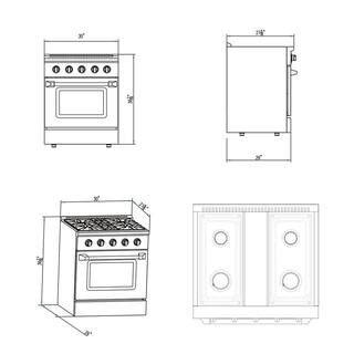 Empava 30 in. 4.2 cu. ft. Gas Range with 4 Sealed Ultra High-Low Burners in Stainless Steel EMPV-30GR07