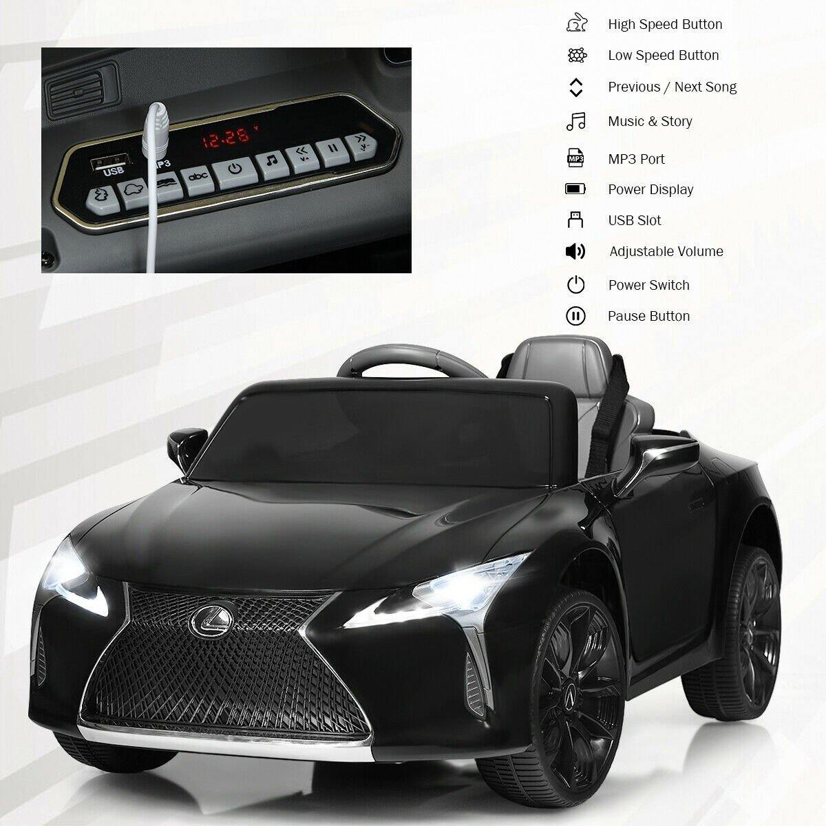 Costzon Ride on Car, Licensed Lexus LC500, 12V Battery Powered Car w/2.4G Remote Control