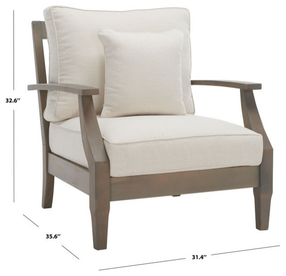 Safavieh Martinique Wood Patio Armchair   Outdoor Lounge Chairs   by Safavieh  Houzz