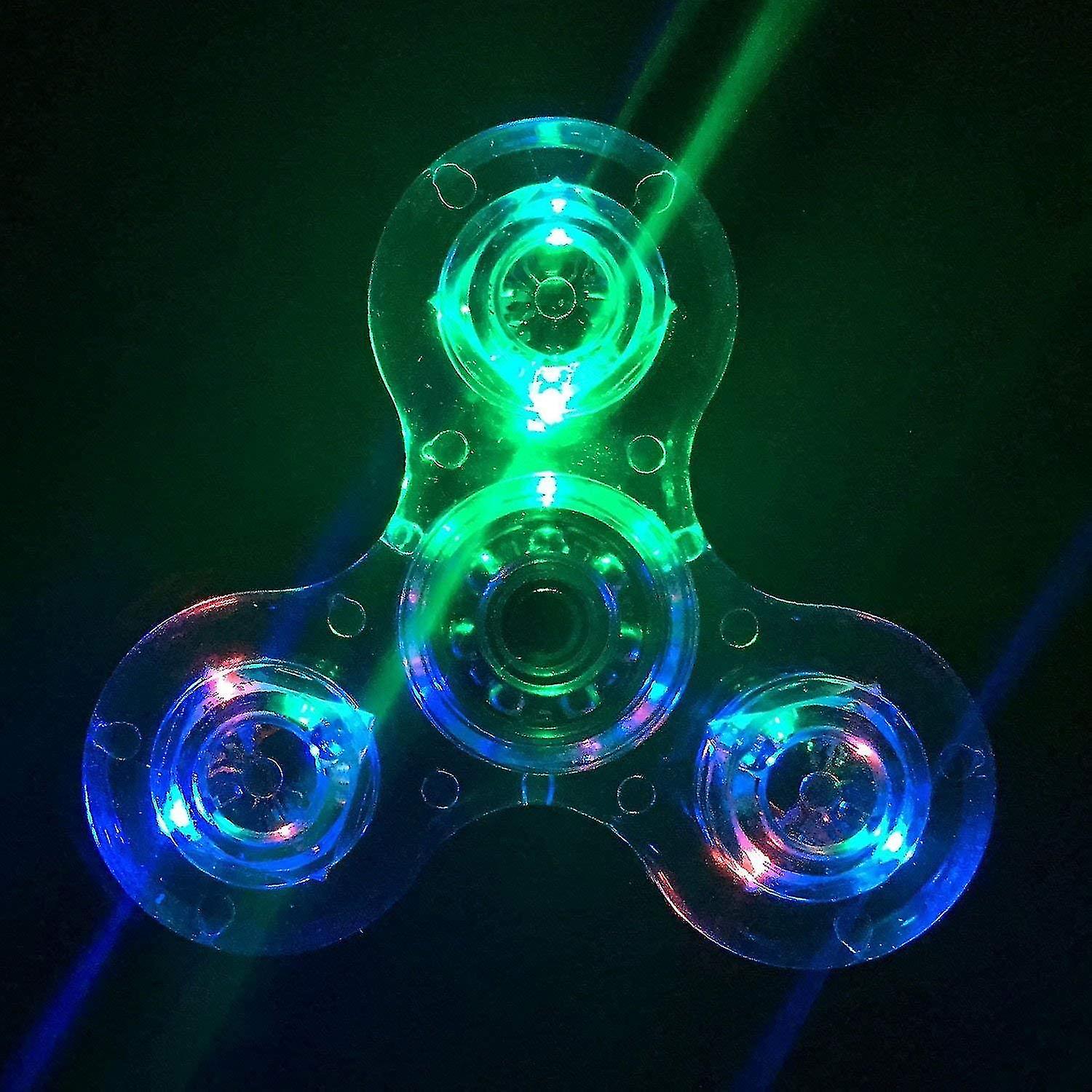 2pcs Crystal Led Light Fidget Spinner Toy Hand Tri Spinner Single Finger Fast Bearings Anxiety Relief Edc Toys Children