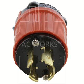 AC WORKS NEMA L15-30P 3-Phase 30 Amp 250-Volt 4-Prong Locking Male Plug with UL C-UL Approval ASL1530P