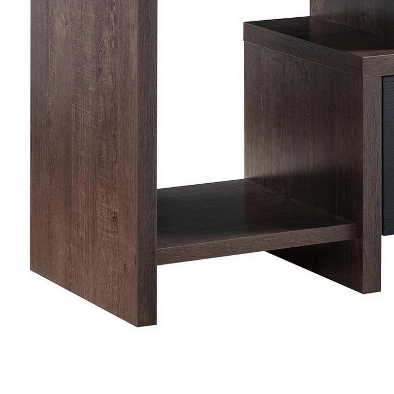 Elle 60 Inch TV Media Entertainment Console， 3 Compartments， Drawer， Walnut