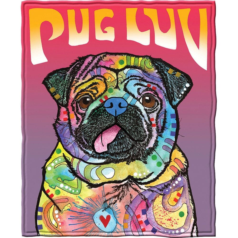 Pug Luv Super Soft Full/Queen Size Plush Fleece Blanket by Dean Russo