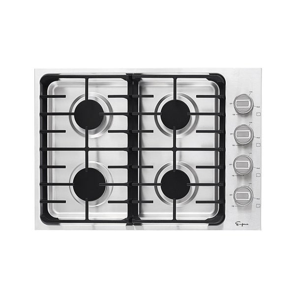 30-in Built-in Gas Cooktop with 4 Sealed Burners - LPG Convertible in Stainless Steel