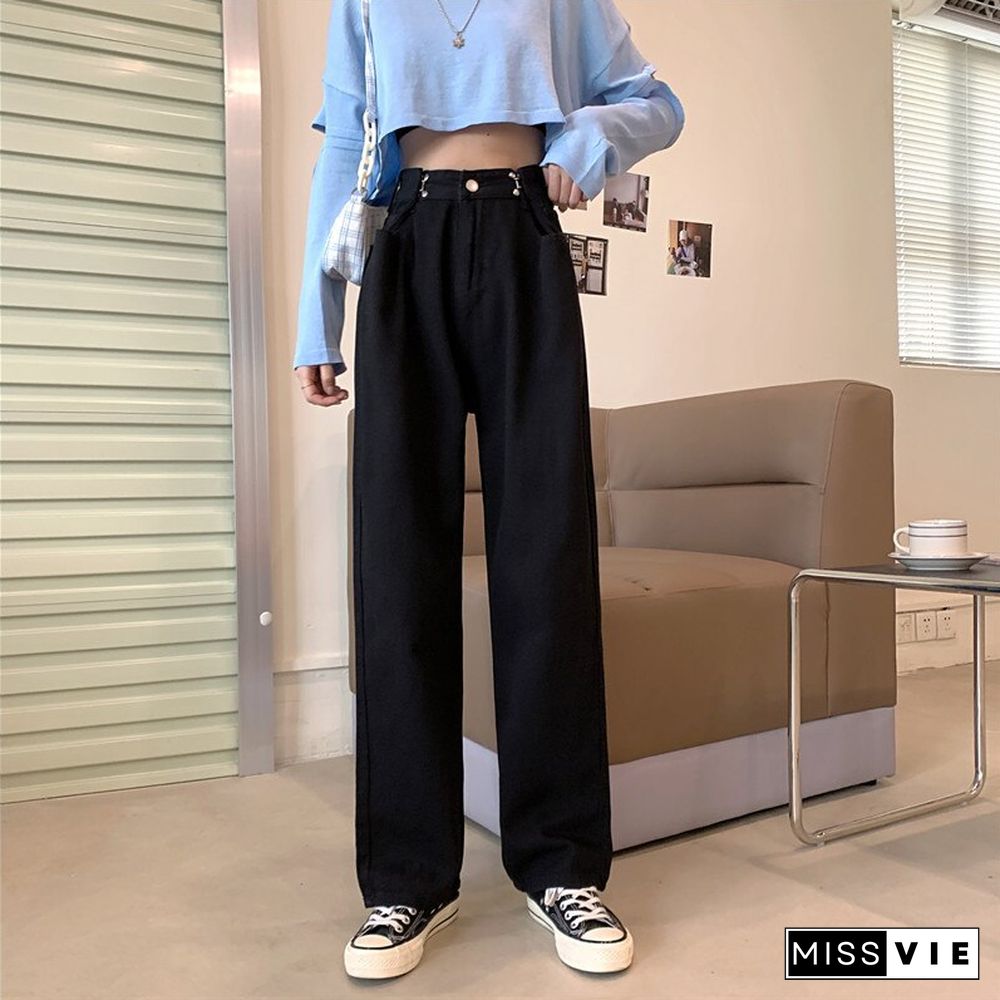 Woman Jeans High Waist Clothes Wide Leg Denim Clothing Blue Streetwear Vintage Quality Fashion Harajuku Straight Pants