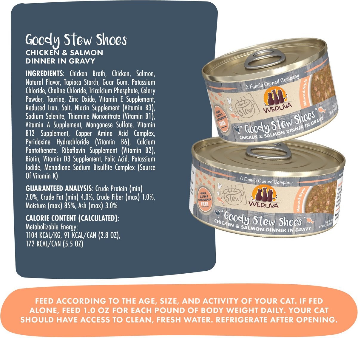 Weruva Classic Cat Goody Stew Shoes Chicken and Salmon in Gravy Stew Canned Cat Food