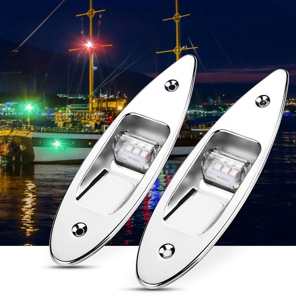 2pcs 12v Led Flush Mount Side Bow Navigation Signal Light Lamp For Marine Boat Yacht Green/red