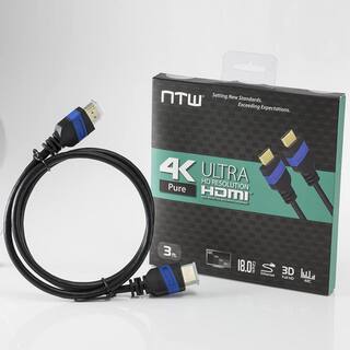 NTW 3 ft. Ultra HD PURE 4K High Speed 18 Gbps HDMI Cable With Ethernet Offers 4X the Clarity of High-Definition 1080p NHDMI2P-003