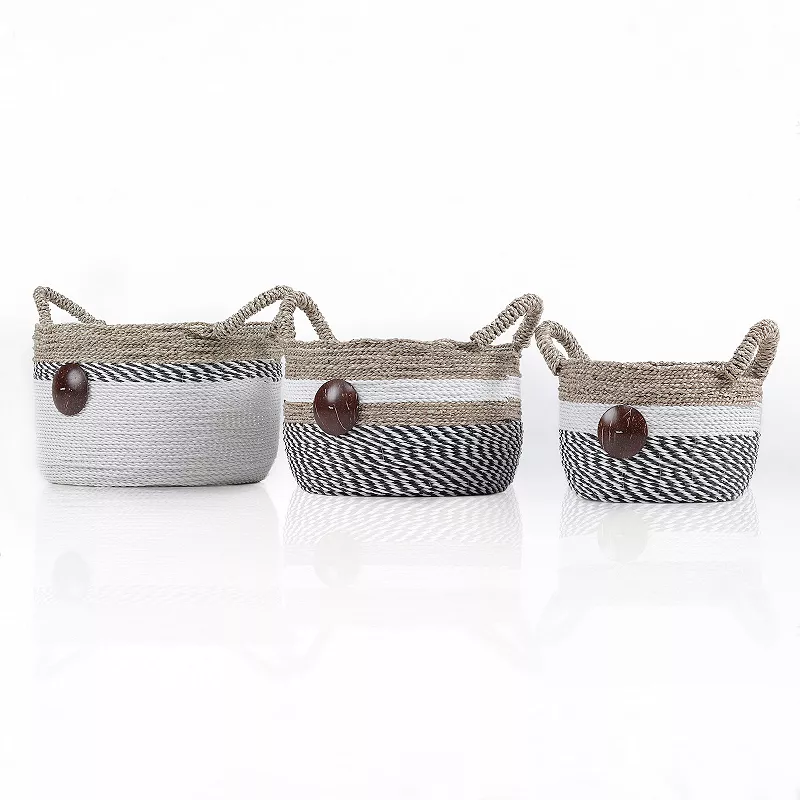 Saddle River Raffia and Seagrass Basket 3-piece Set