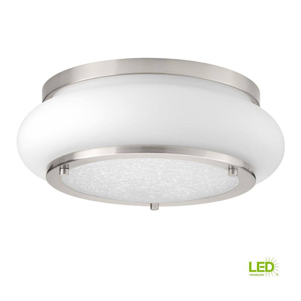 Progress Lighting Opal-Linen LED Collection 17-Watt Brushed Nickel Integrated LED Flush Mount P350081-009-30