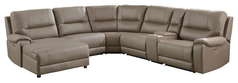 Lexicon LeGrande 6 Piece Left Chaise Modular Power Reclining Sectional in Brown   Contemporary   Sectional Sofas   by Homesquare  Houzz