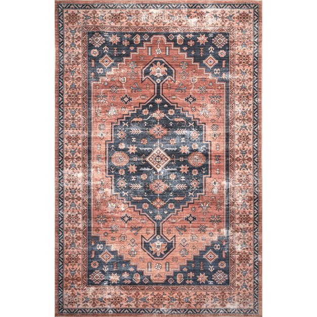 Nuloom Medallion Bordered Machine Washable Area Rug