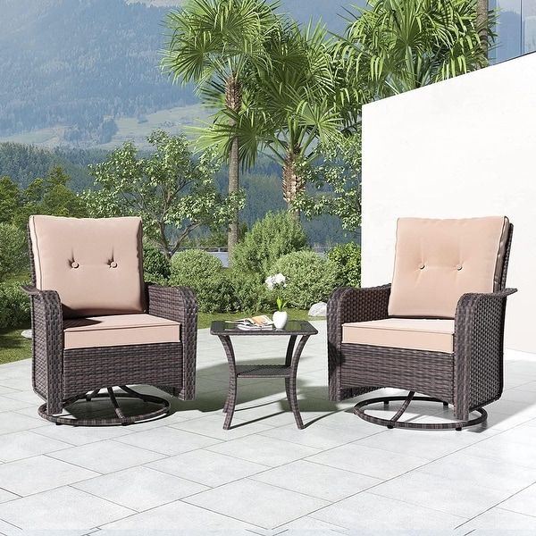 Kullavik 3 Pieces Patio Furniture Set，Outdoor Swivel Rocking Chairs