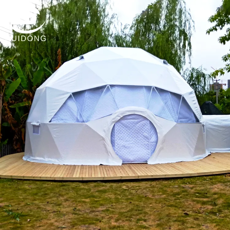 Waterproof Outdoor White Transparent 3 4  person Camping Geodesic Dome Tent Small PVC Glamping Tents for Sales