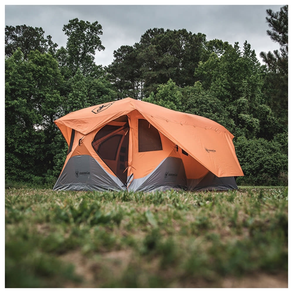 T8 Hub 8 Person Camping Tent， Sunset Orange