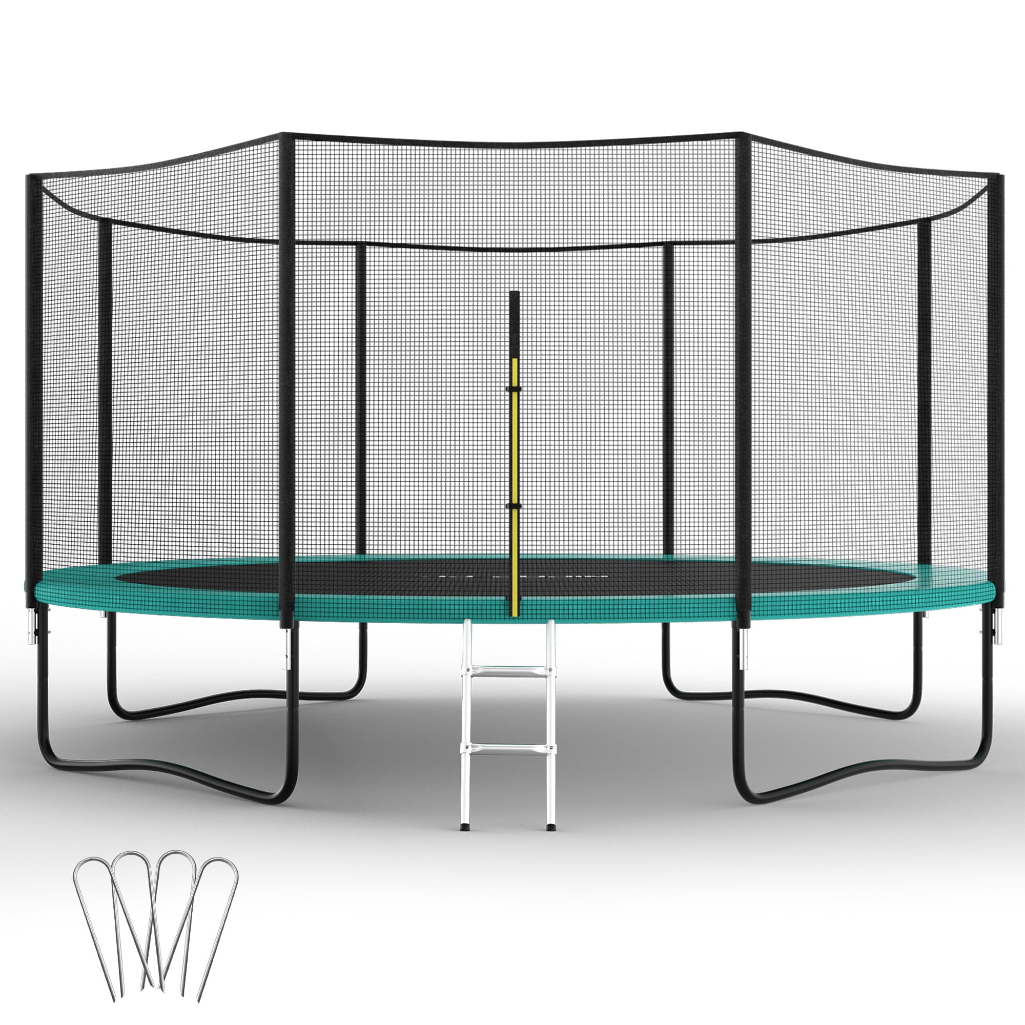 12FT Trampoline with Enclosure Net, Outdoor Trampoline for Kids and Adults, Recreational Trampoline with Ladder, 330LBS Weight Capacity, Backyards, Garden Use