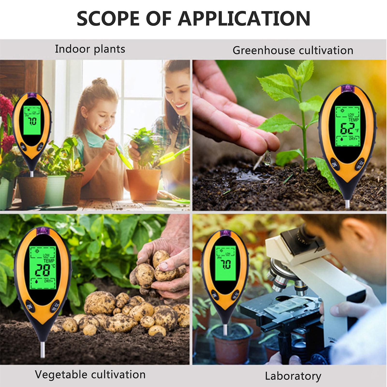 High Precision Plants Soil Survey Instrument Light / Tempreture / Humidity / Ph 4-in-1 Soil Nutrient Content Detector No.357215