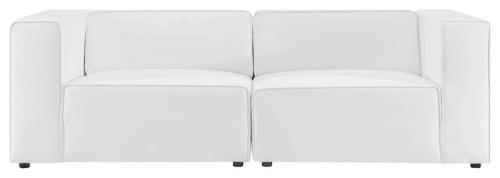 Odette White Vegan Leather 2  Piece Sectional Sofa Loveseat   Transitional   Loveseats   by V.S.D Furniture  Houzz