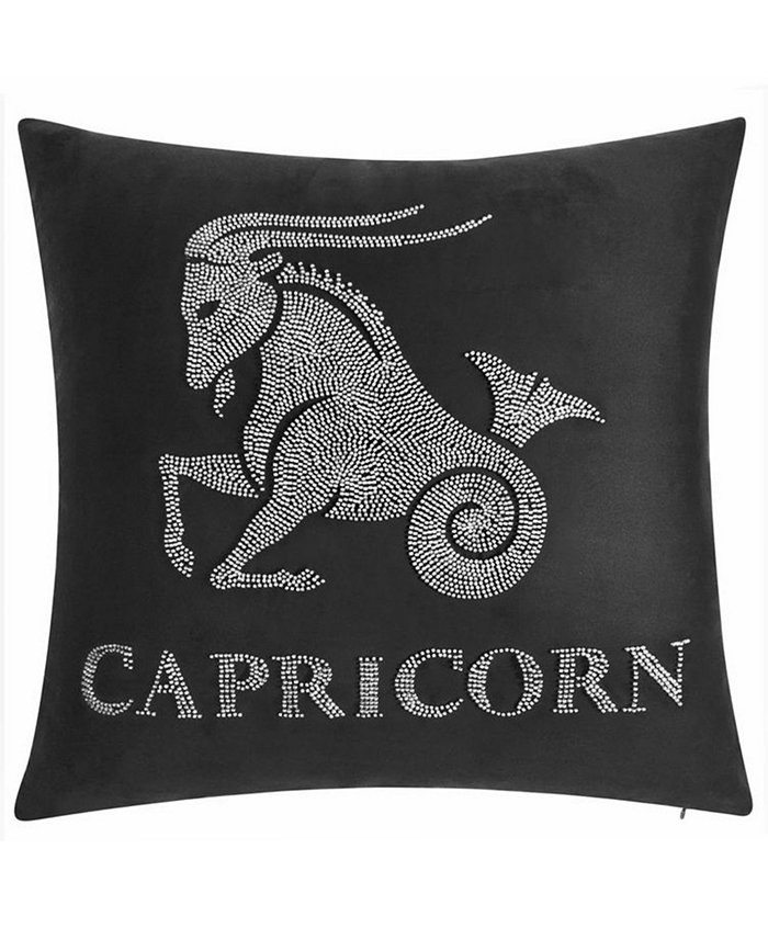 Edie@Home Velvet Beaded 'Capricorn' Decorative Pillow， 18 x 18