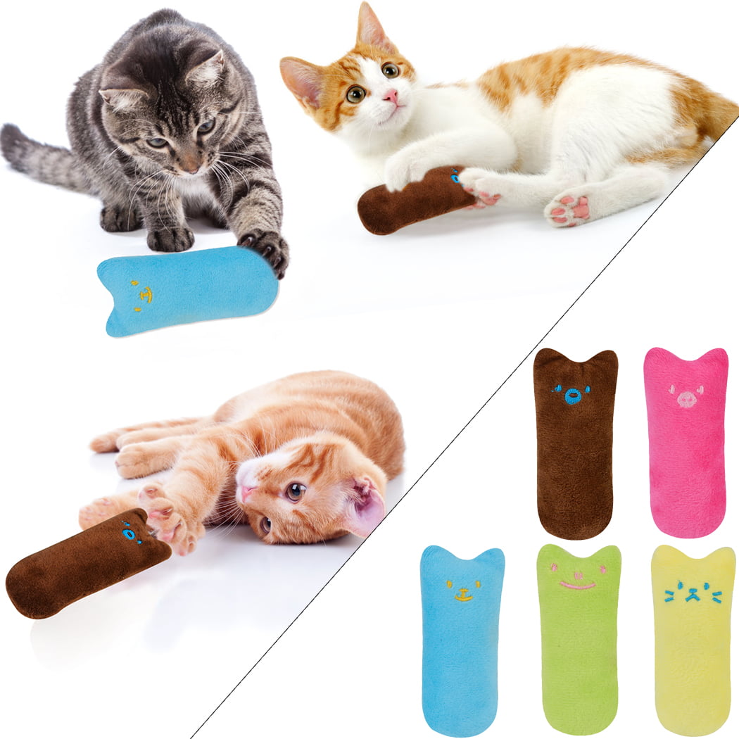 Legendog 5Pcs Cat Chew Toy Bite Resistant Catnip Toys for Cats，Catnip Filled Cartoon Mice Cat Teething Chew Toy