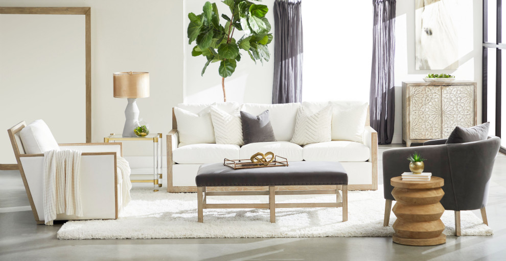 Manhattan Wood Trim Sofa Chair   Transitional   Armchairs And Accent Chairs   by Essentials for Living  Houzz