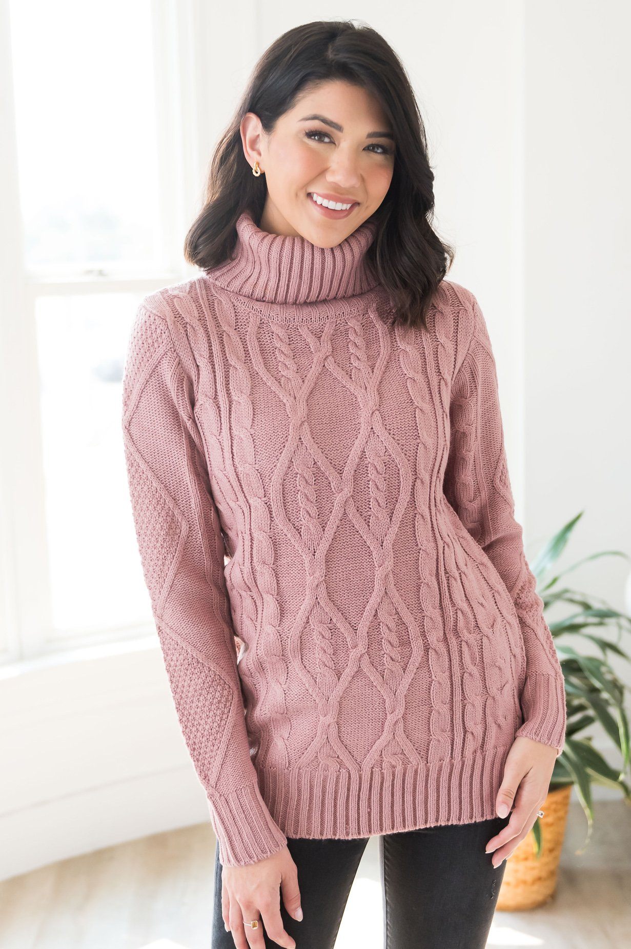 Spiced Smiles Modest Turtleneck Sweater