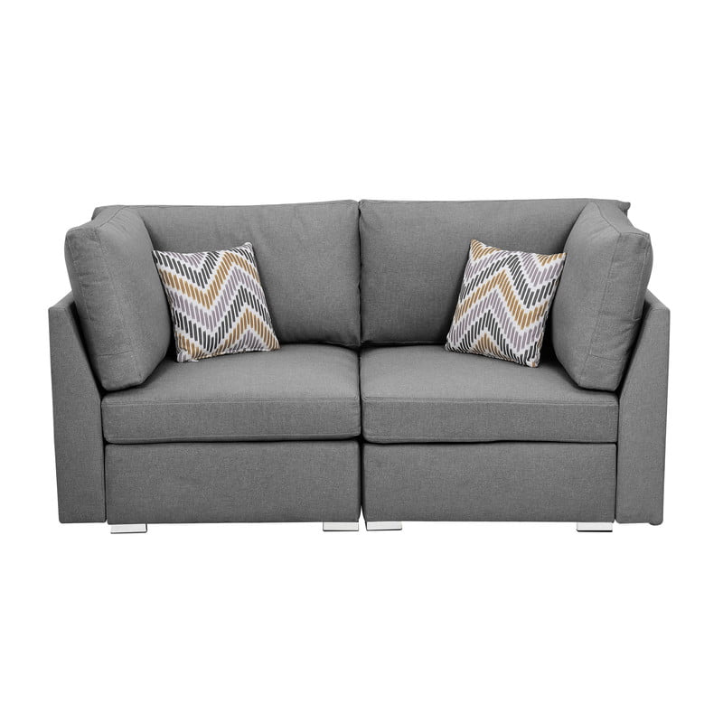 Amira Gray Fabric Sofa and Loveseat Living Room Set with Pillows