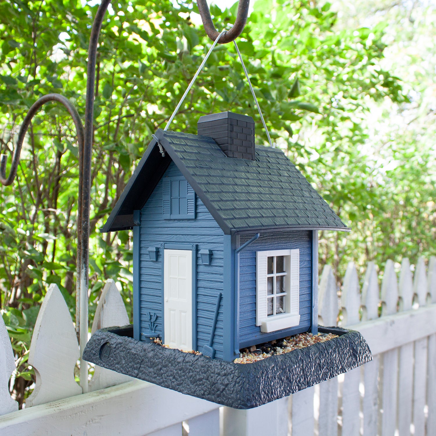 North States Village Collection Blue Cottage Hanging Birdfeeder