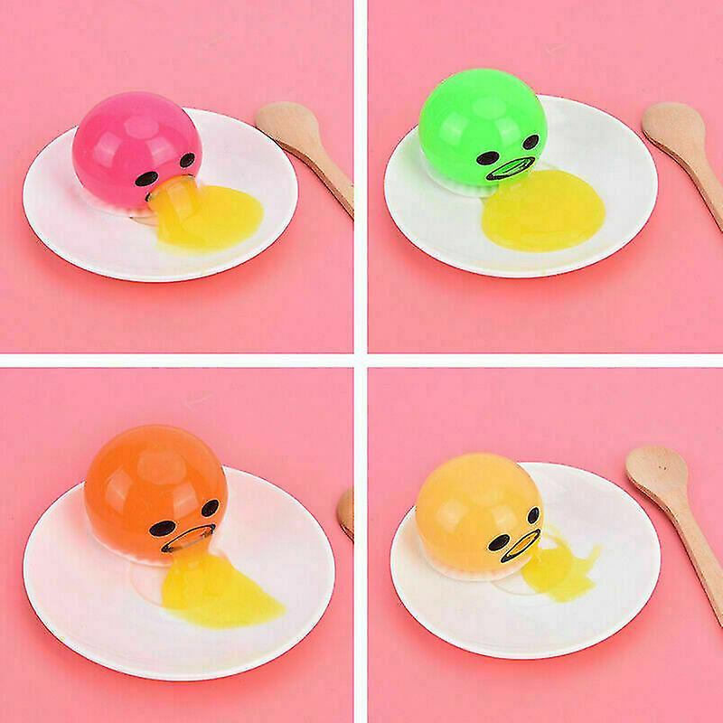 Miman Squishy Puking Egg Yolk Squeeze Ball With Yellow Goop Relieve Stress Relief Toy 2 Eggs With 8 Packs Goop