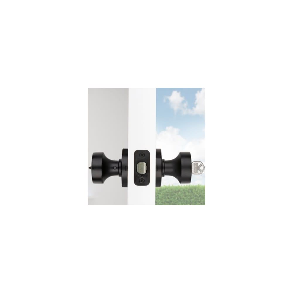 Kwikset Pismo Door Knob SmartKey Matte Black Exterior Keyed Entry ;