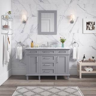 Home Decorators Collection Sonoma 48 in. W x 22.1 in. D x 34.3 in. H Freestanding Bath Vanity in Pebble Gray with Carrara Marble Top Sonoma 48PG