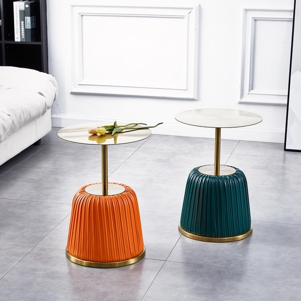 Gold Top with Metal Covered PU Side Table