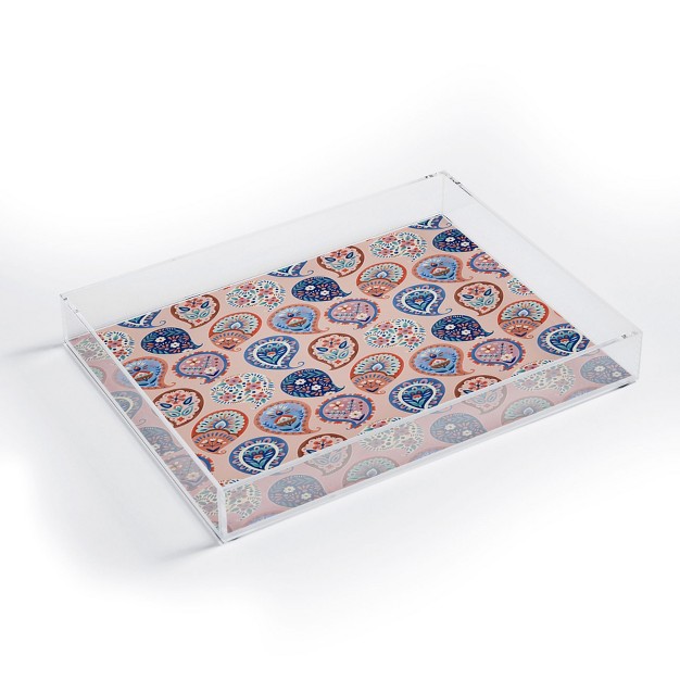 Pimlada Phuapradit Floral Paisley Half Drop Acrylic Tray Deny Designs