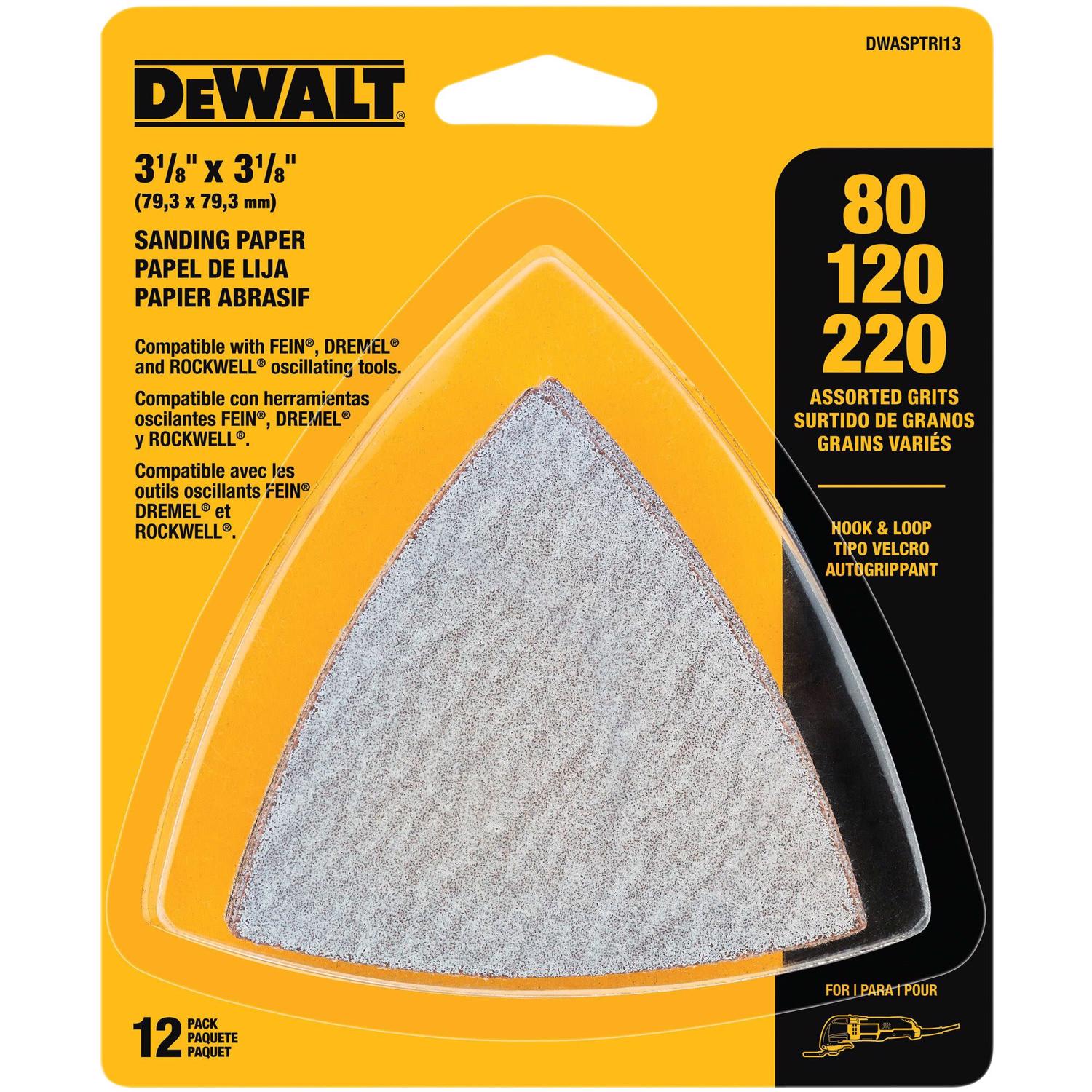 DW Silicon Carbide Hook and Loop Triangular Oscillating Sanding Set 12 pk