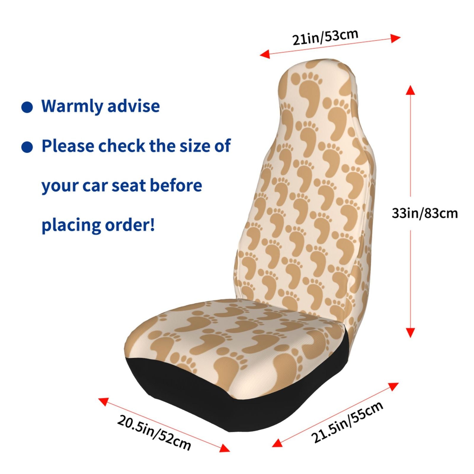 TEQUAN Front Seat Covers， Cute Footprints Pattern 2 Piece Car Seat Cover Fit Most Car SUV Truck Van