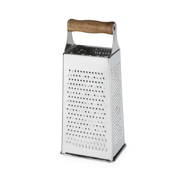 Twine Acacia Wood Handled Cheese Grater Stainless Steel Grater Citrus Zester Reinforced Base Vintage Kitchenware