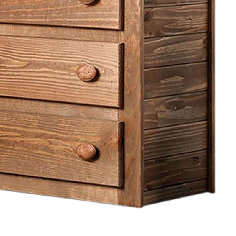 Wooden Rustic Style 6 Drawers Dresser In Mahogany Finish， Brown