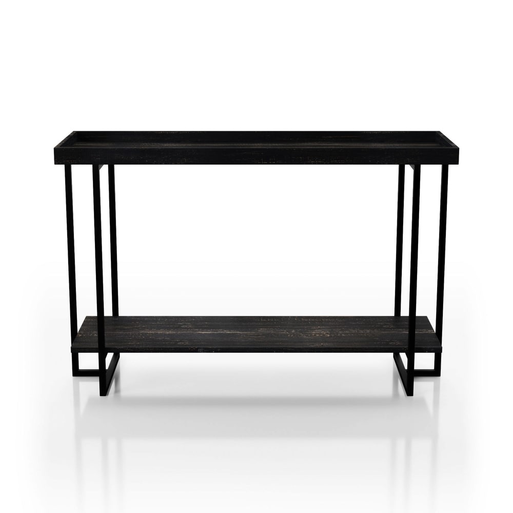 Alivia Rustic Black 47 inch Steel 1 Shelf Sofa Table by Furniture of America