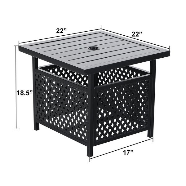 3-Piece Bistro Set， 2 x Aluminium Stackable Dining Chairs and 1 x Side Table with Umbrella Hole - Overstock - 33248245