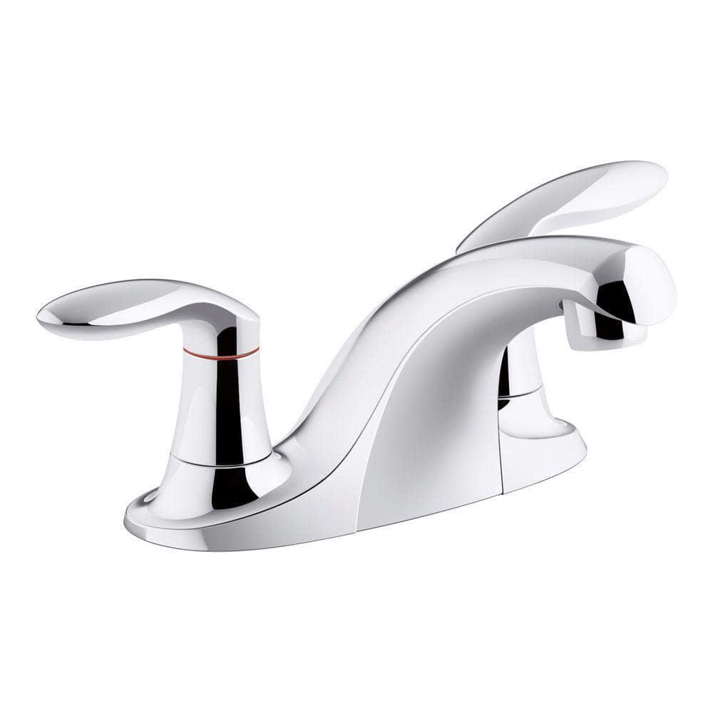 KOHLER Coralais 4 in Centerset 2Handle Bathroom Faucet with Grid Drain in Polished Chrome