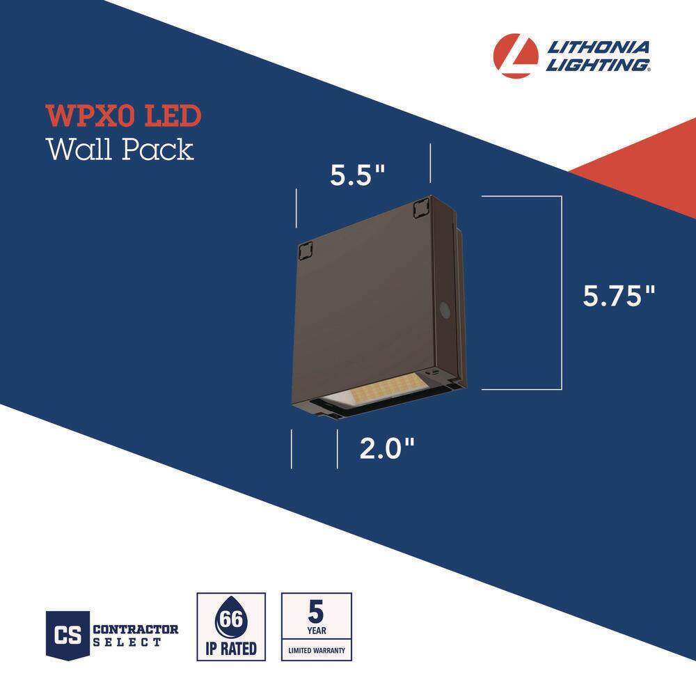 Juno WPX0 70-Watt Equivalent Integrated LED Dark Bronze Switchable Lumens CCT and Photocell Wall Pack Light WPX0 LED ALO SWW2 MVOLT PE DDBXD