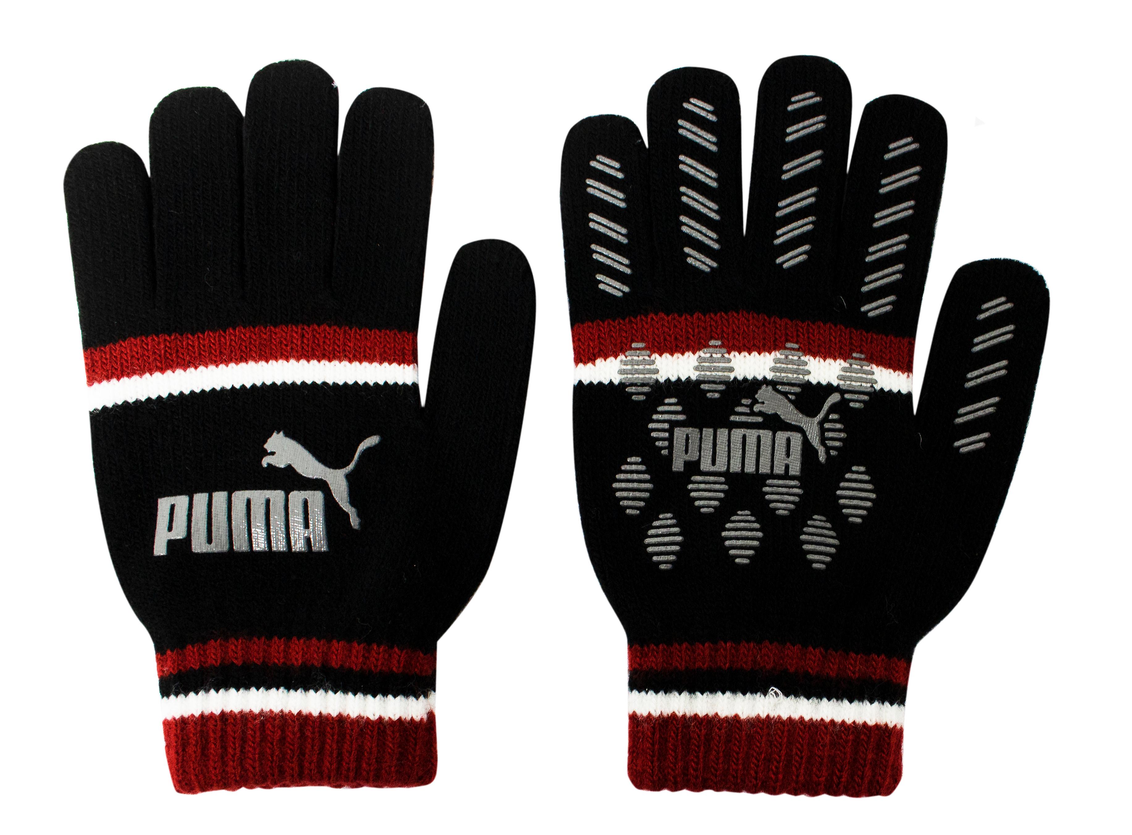 Puma Cat Magic Big Logo Winter Mens Gloves Black Red 041678 03