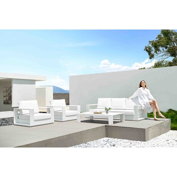 Faena White 4Piece Aluminum Outdoor Conversation Seating Set