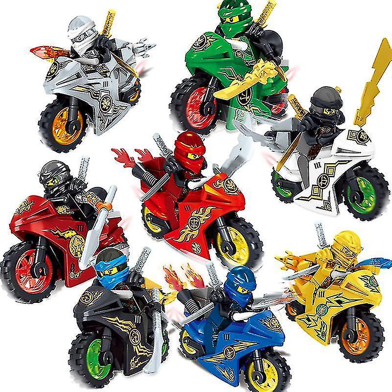 8stk Ninjago Motorcycle Set Minifigures Ninja Mini Figures Blocks Toys Fits