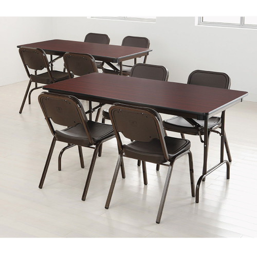 Iceberg Premium Wood Laminate Folding Table， Rectangular， 60w x 30d x 29h， Mahogany (55214)