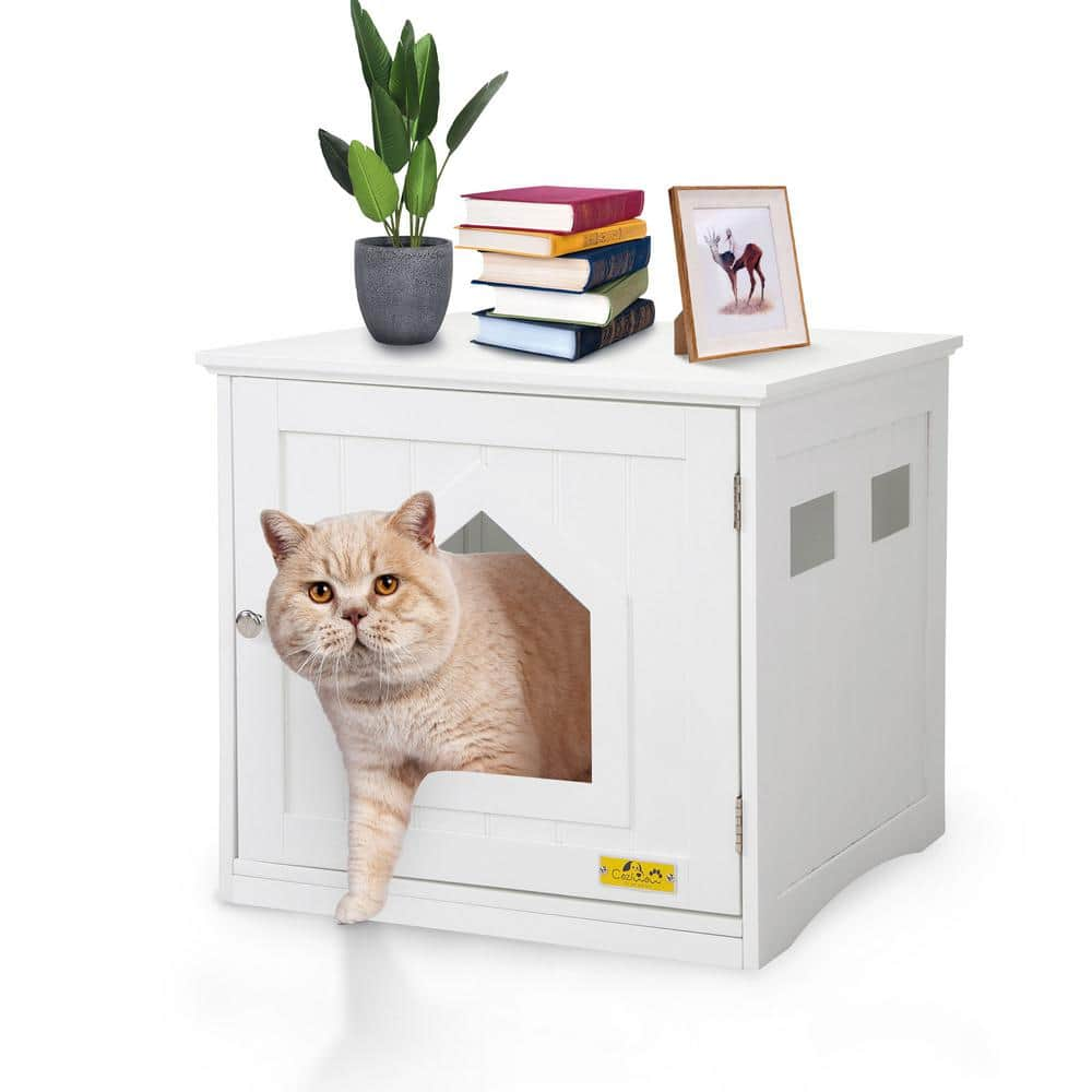 COZIWOW Wooden Cat Litter Box Enclosure With 4 Vents CW12F0309