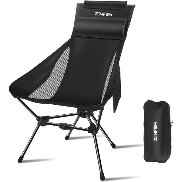 Portable Camping Chair with Headrest and Storage bag，Lightweight Foldable Chair