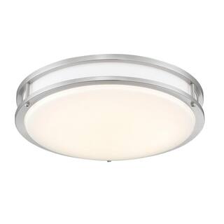 Designers Fountain 16 in. Voice Controlled Colors Brushed Nickel Smart Selectable CCT LED Ceiling Light Flush Mount LED1554RGB-BN