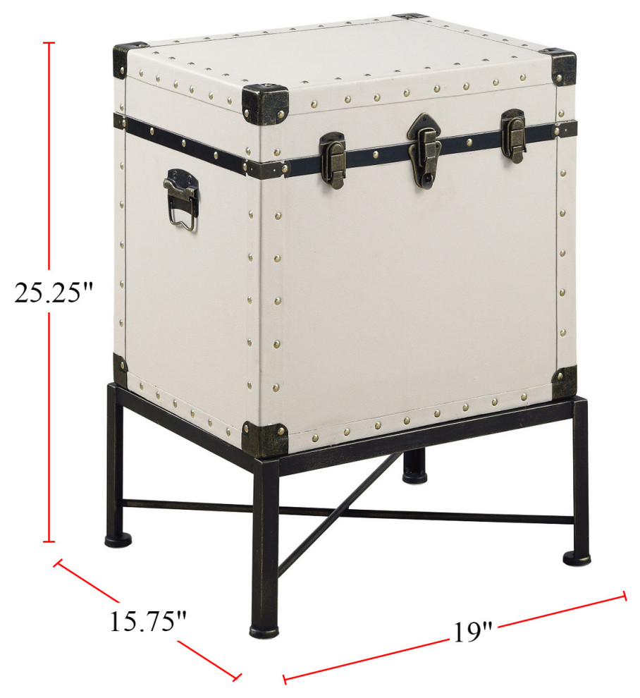 Trunk style Accent Cabinet  White   Industrial   Side Tables And End Tables   by 1PerfectChoice  Houzz